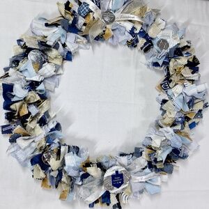 XL HANUKKAH RAG WREATH 18" HANDCRAFTED DOOR WALL DECOR BEAUTIFUL GIFT HOLIDAY